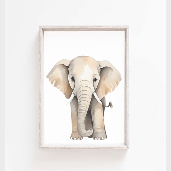 Baby Elephant Painting Nursery Wall Art Decor Baby Animal Print Nursery Decor Safari Animals Jungle Animals