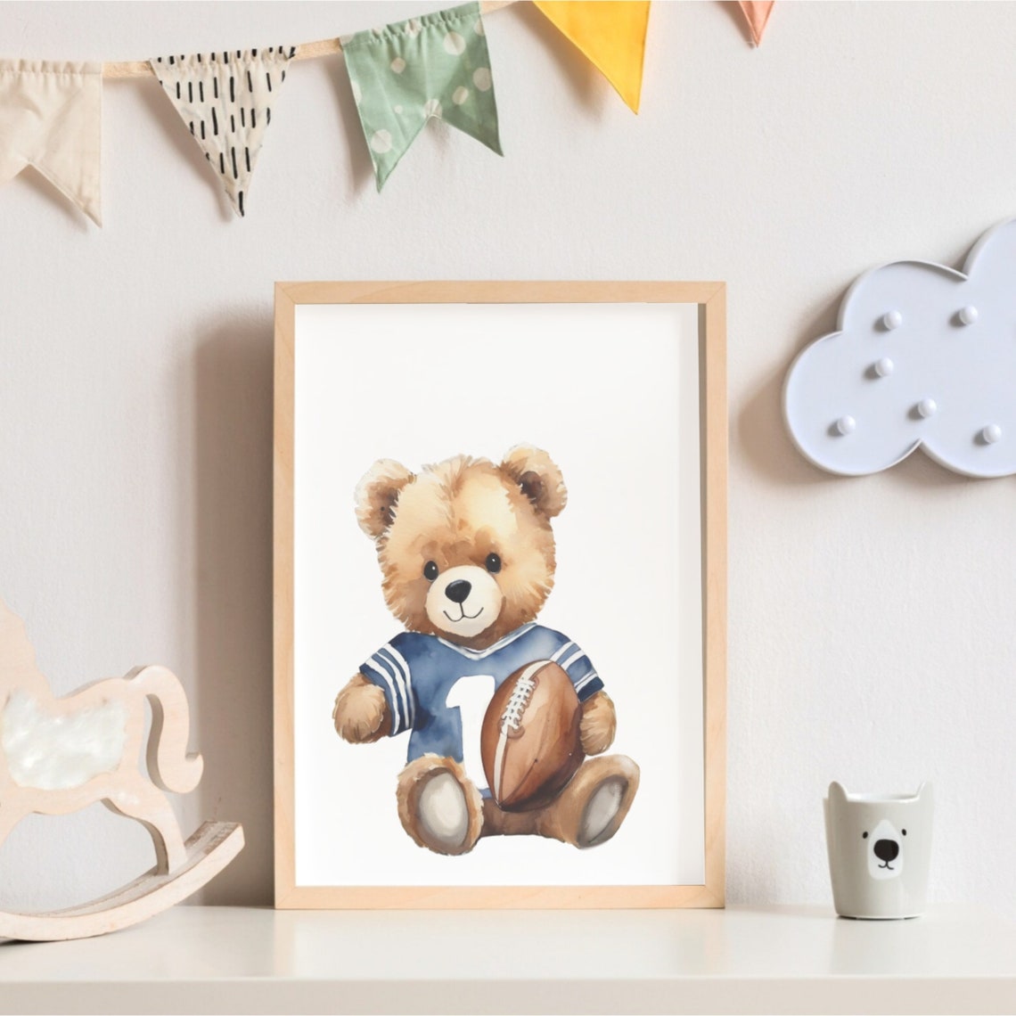 Bear Football Nursery Art Football Wal Art Sport Wall Art Football Decor Sports Decor Sport Nursery Prints Childrens Room Decor - Image 2