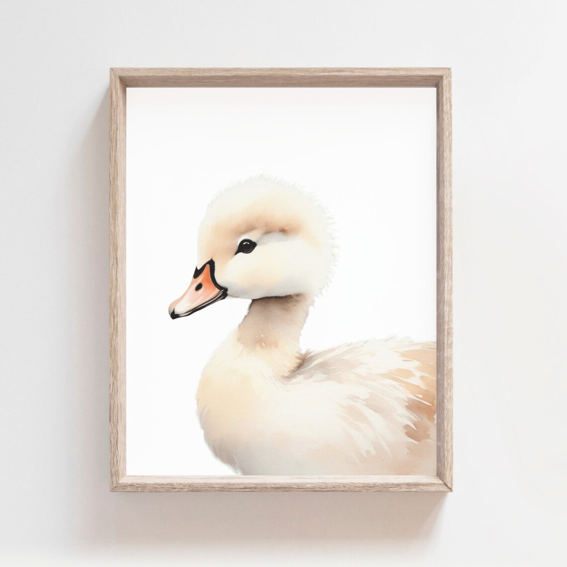 Sweet Baby Swan Cygnet Watercolor Elegant Nursery Portrait Poster