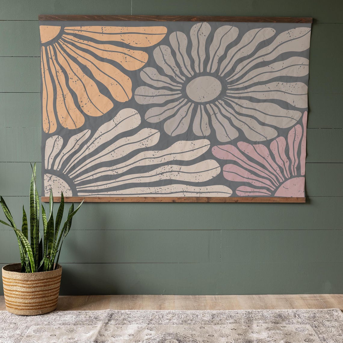 Boho Flower Art, Boho Wall Tapestry - Image 2