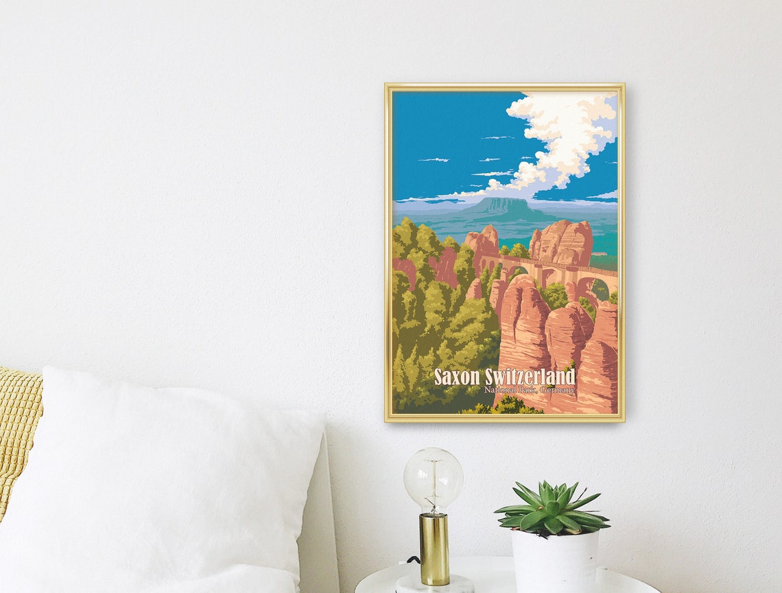 Saxon Switzerland Germany Bastei Bridge Sandstone Travel Poster - Image 3