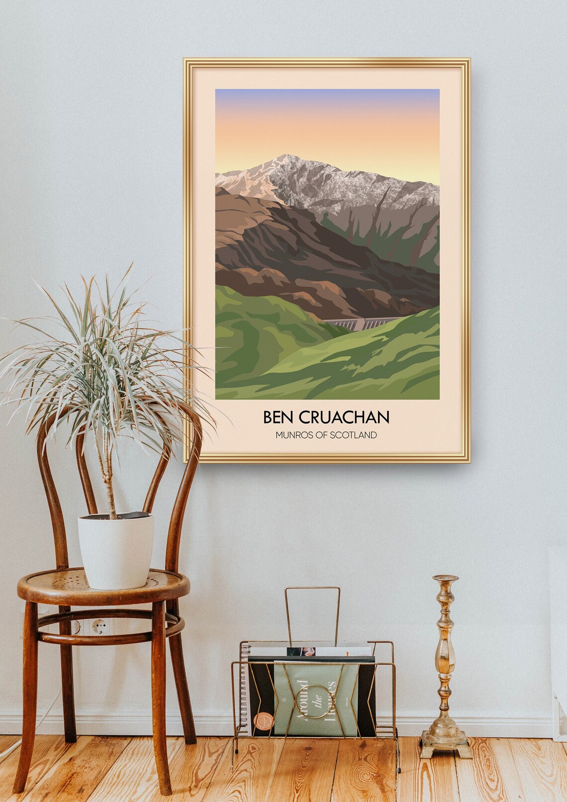 Ben Cruachan Munros Of Scotland Dam Valley Vintage Travel Poster - Image 2