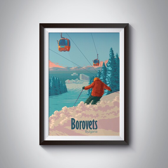 Borovets Ski Resort Travel Poster, Rila Mountains