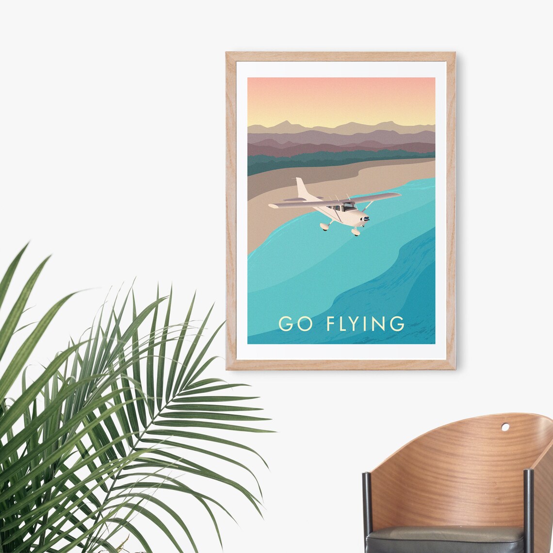 Go Flying Vintage Travel Poster, Aviation Art Print - Image 3
