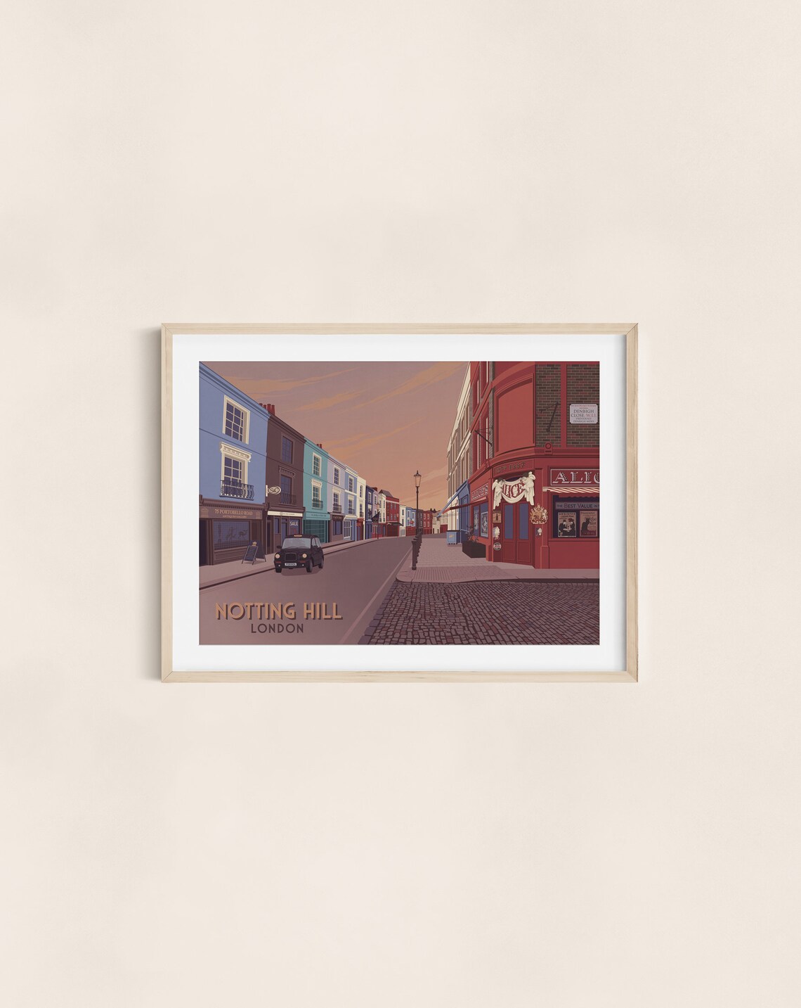 Notting Hill London Portobello Road Vintage Street Travel Poster - Image 3