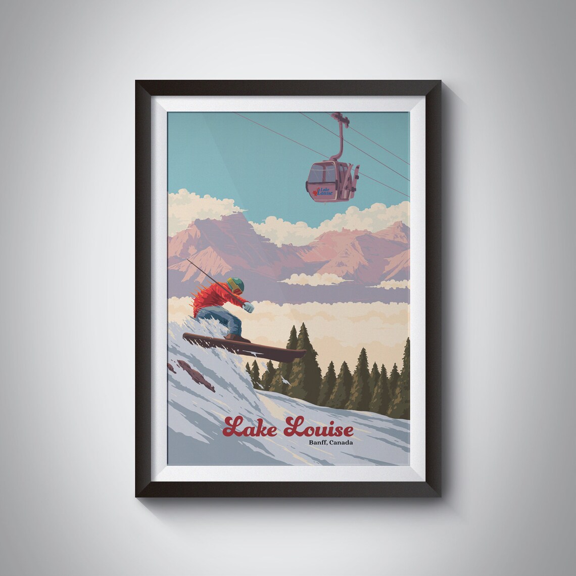 Lake Louise Ski Resort Vintage Travel Poster Print