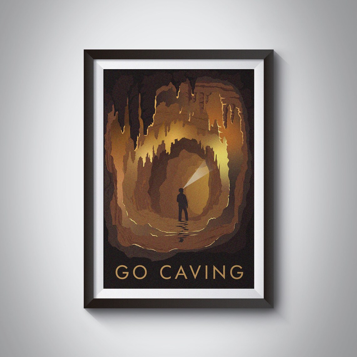 Go Caving Vintage Travel Poster, Adventure Sports