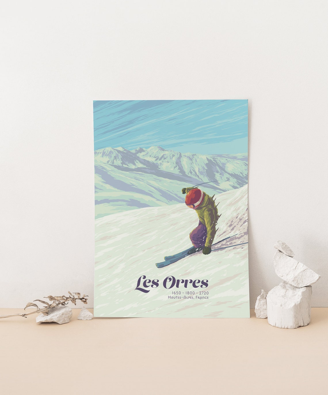 Les Orres Ski Resort Poster France Snowboarding Vintage Travel Print Southern Alps Serre Ponon French Alps 1650 1800 Embrun Valley - Image 2