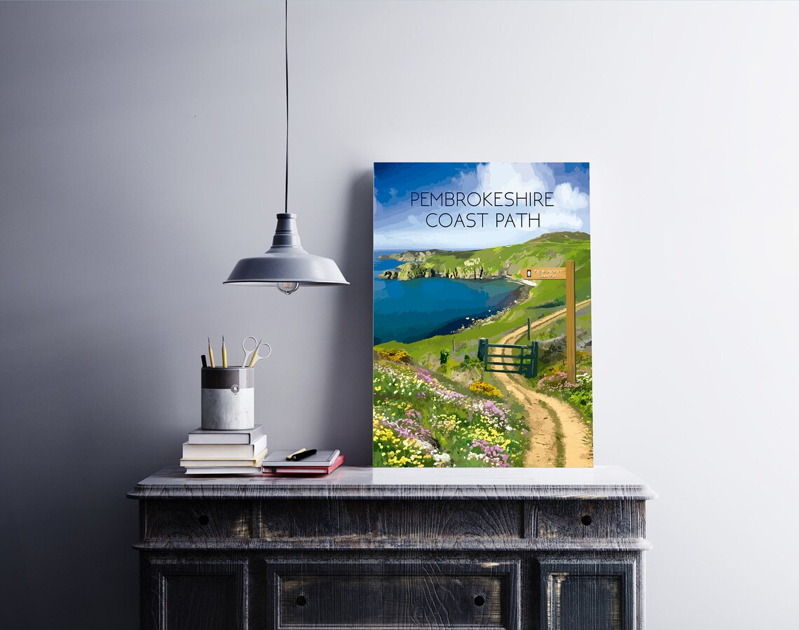 Pembrokeshire Coast Path Travel Poster, Southwest Wales - Image 2
