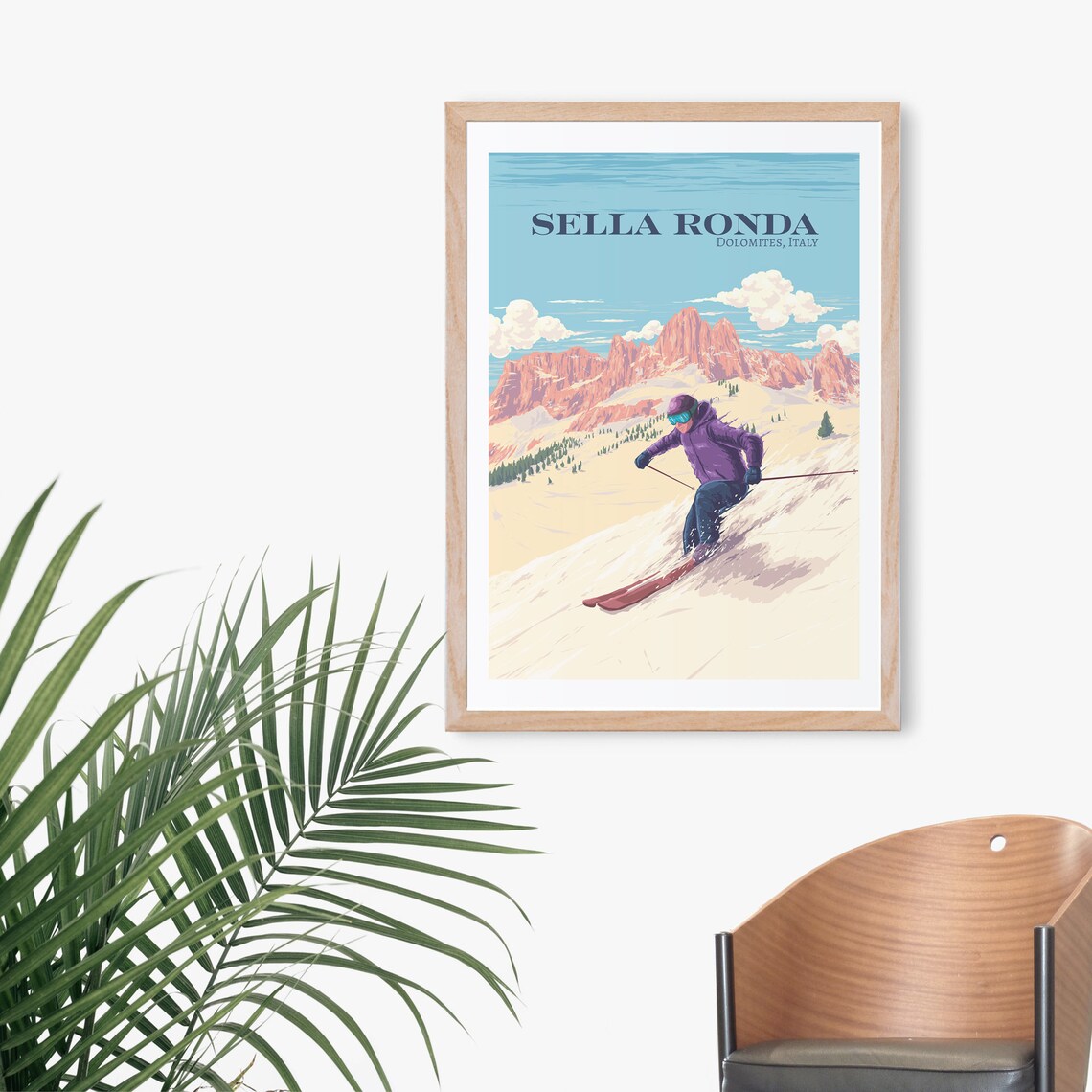 Sella Ronda Downhill Skier In The Dolomites Italy Travel Poster - Image 3
