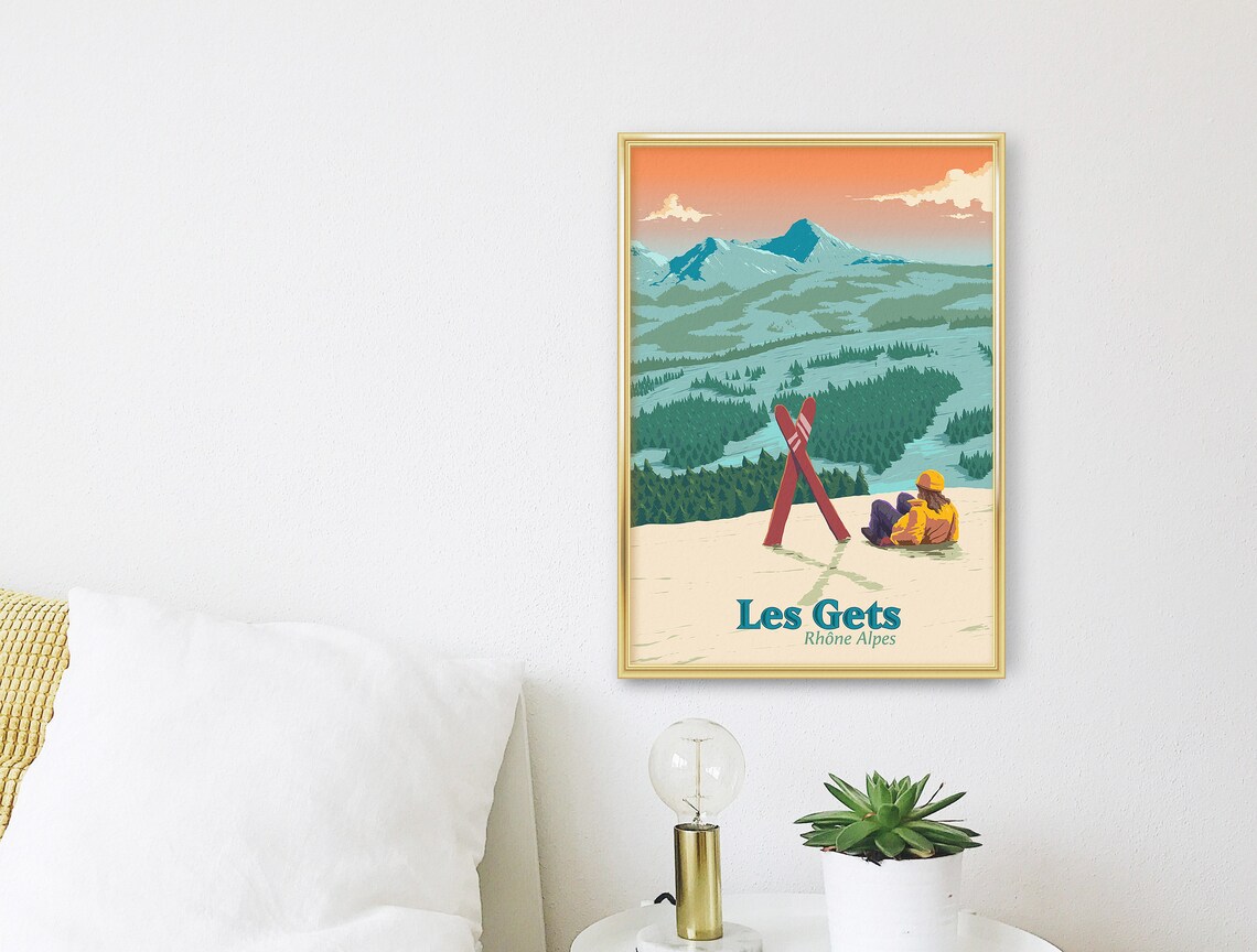 Les Gets Ski Resort Retro Travel Poster, French Alps - Image 3