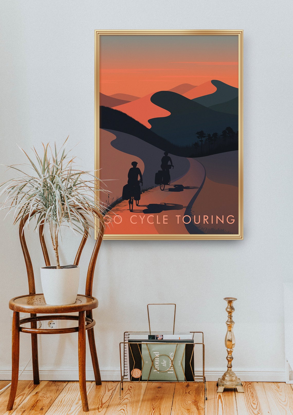 Go Cycle Touring Sunset Cyclists Retro Adventure Travel Poster - Image 2