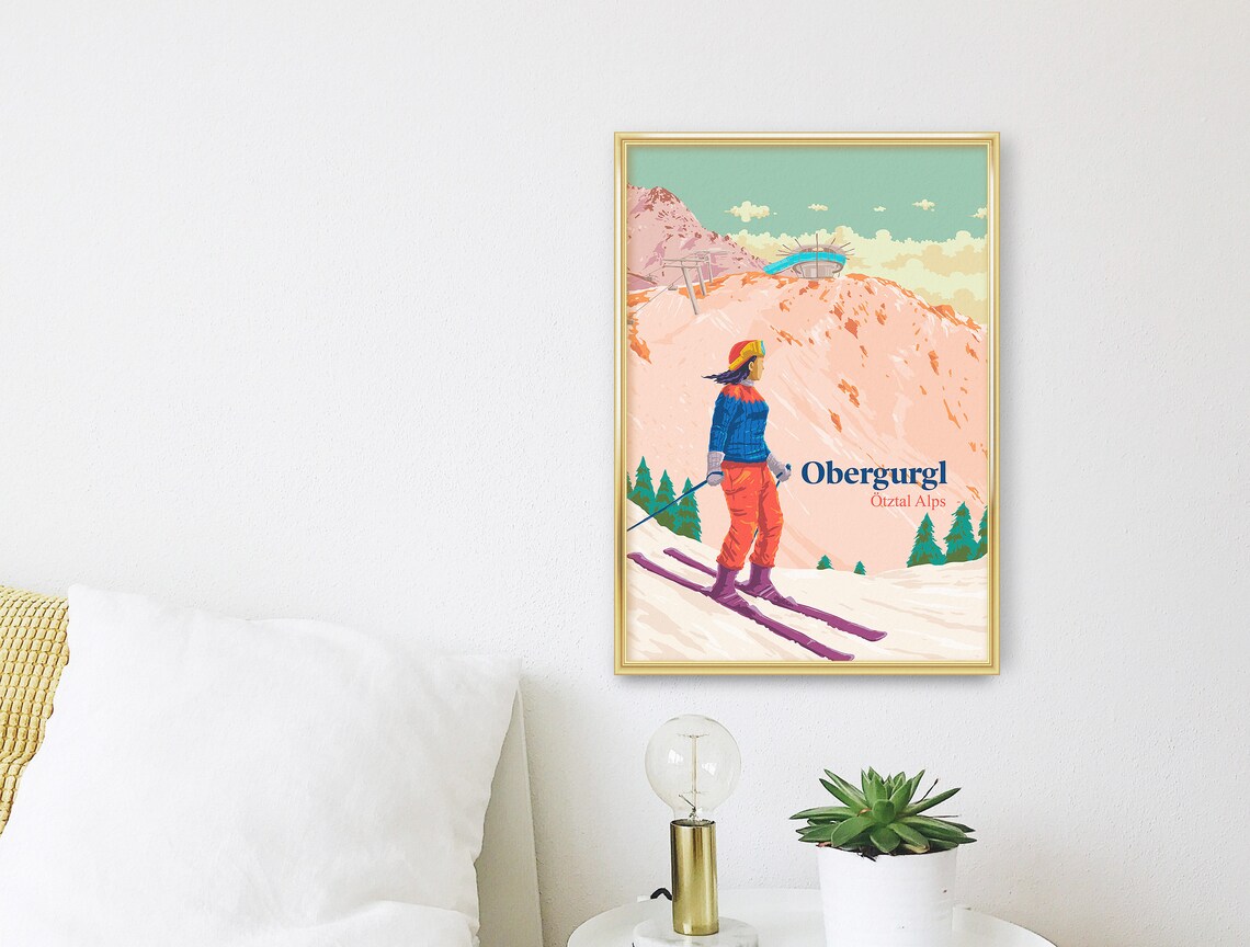 Obergurgl Ski Resort Vintage Ski Poster Print - Image 3