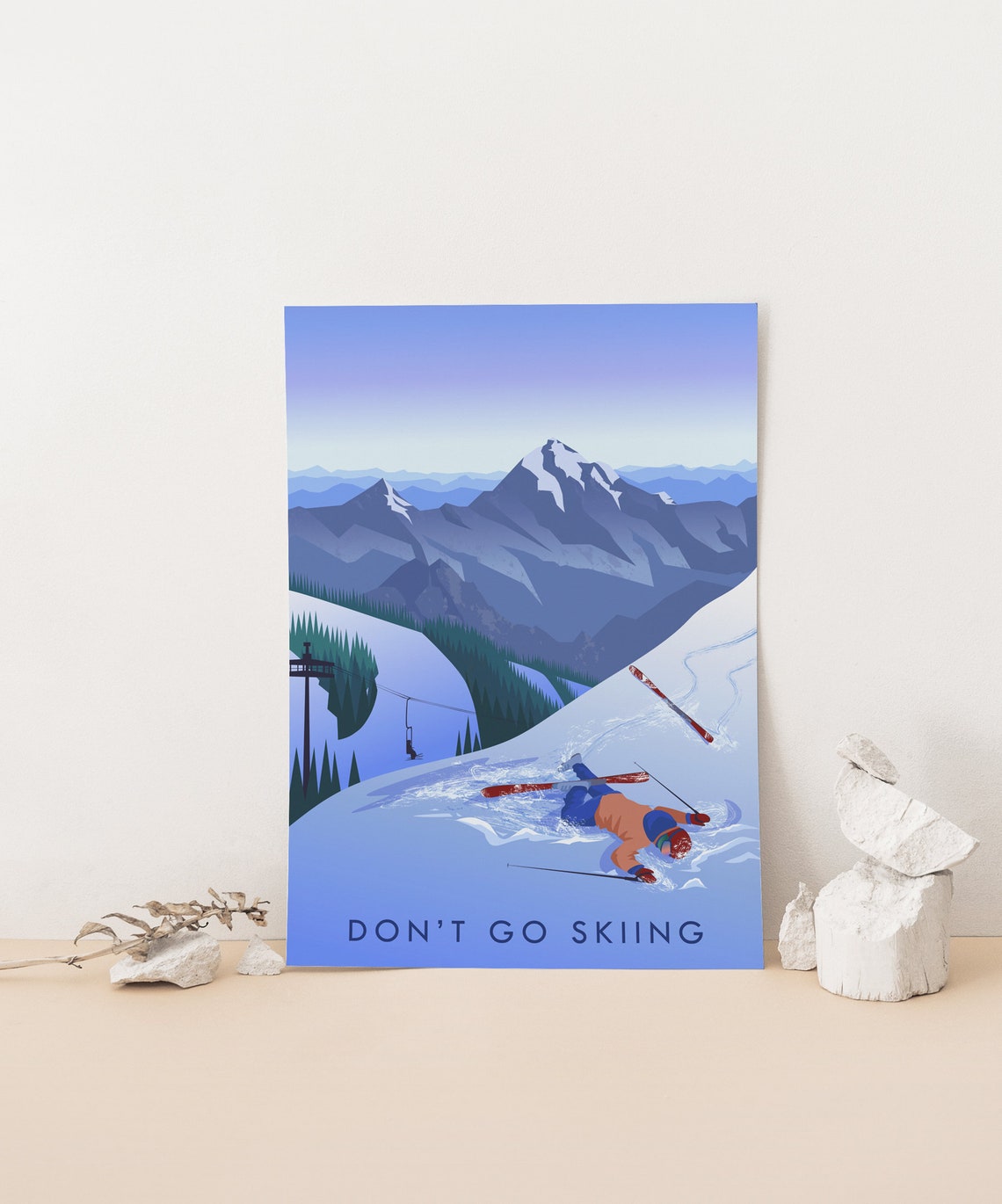 Don't Go Skiing Funny Ski Crash Wipeout Vintage Humor Poster - Image 4