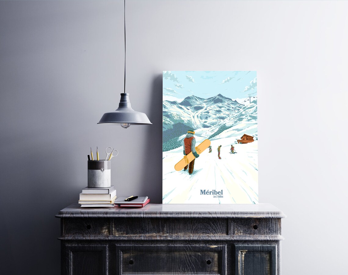 Meribel Snowboarding Poster, Vintage French Alps Art Print - Image 4