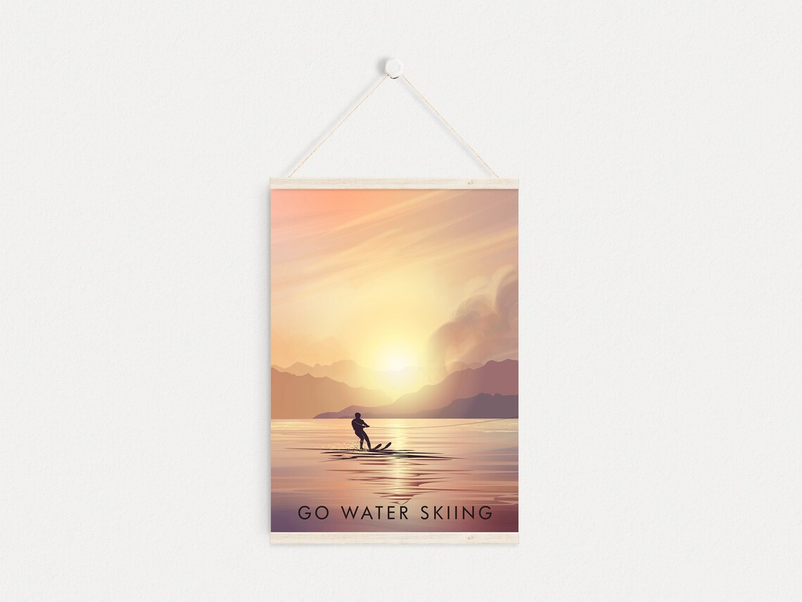 Go Water Skiing Travel Poster, Water Sports Print - Image 4
