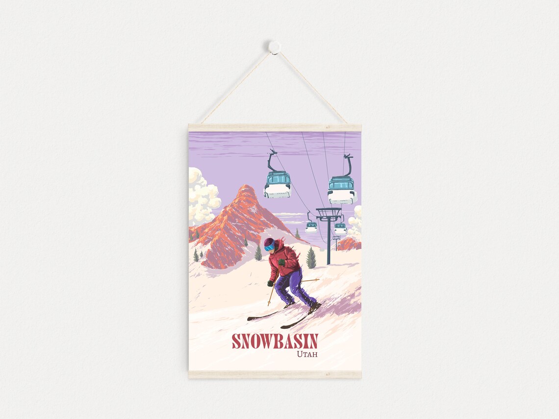 Snowbasin Ski Resort Utah Travel Poster, Skiing Gift - Image 4