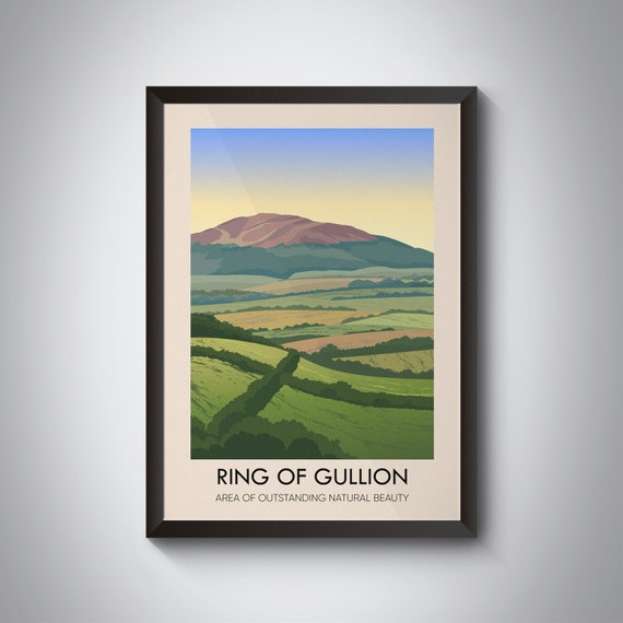 Ring of Gullion Golden Sunset Over Mountain Valley Travel Poster