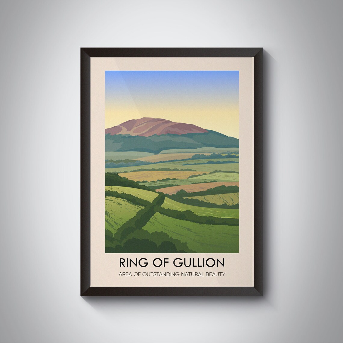 Ring of Gullion Golden Sunset Over Mountain Valley Travel Poster