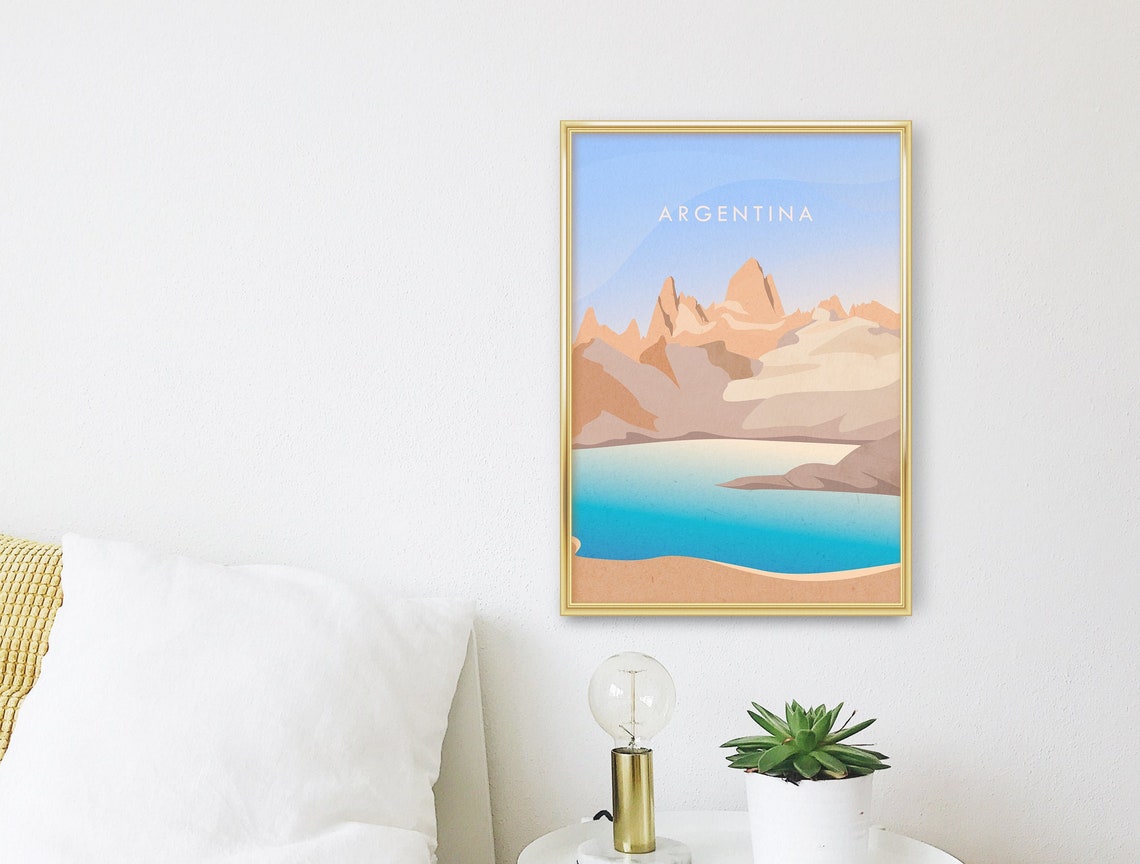 Argentina Minimal Travel Poster Mt Fitz Roy Travel Print Torres Del Paine National Park South America Framed Wall Art Gift Patagonia - Image 3