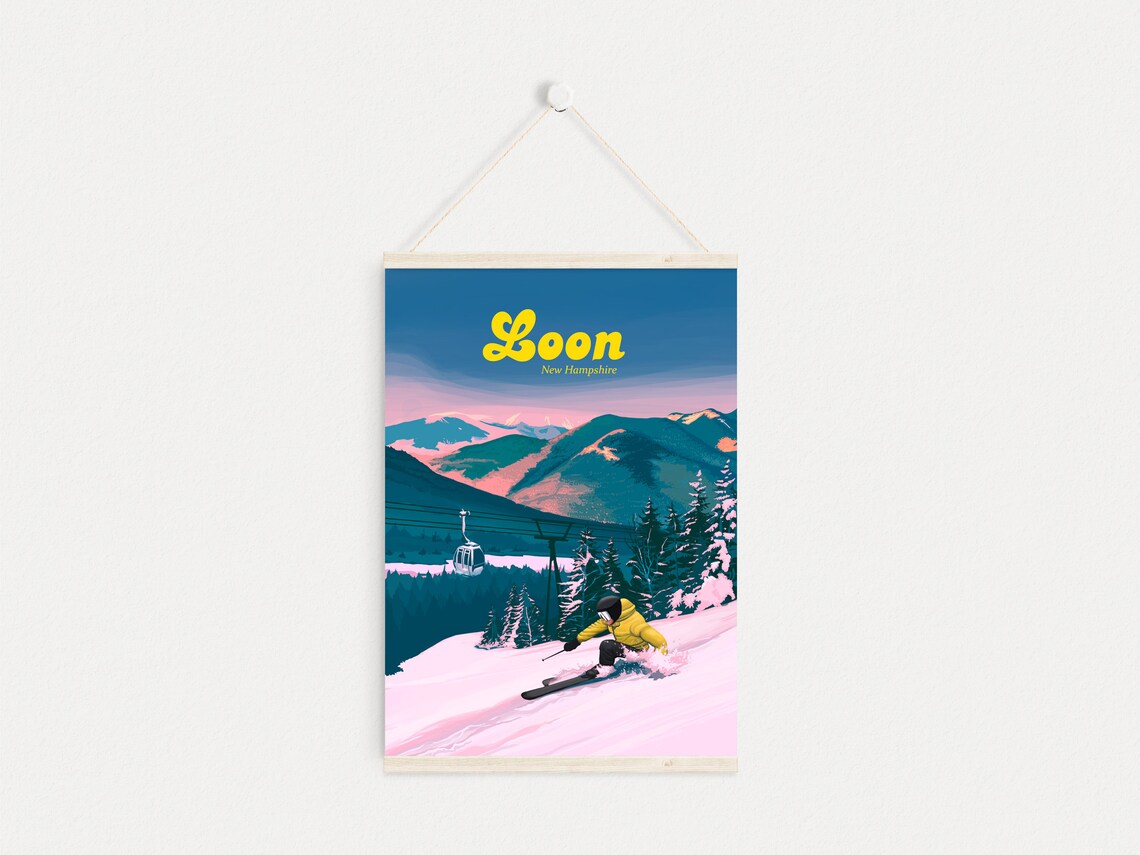 Loon Mountain New Hampshire Ski Resort Gondola Vintage Art Poster - Image 4