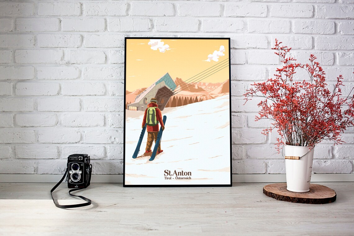 St Anton Ski Resort Austria Tirol Vintage Travel Poster - Image 3