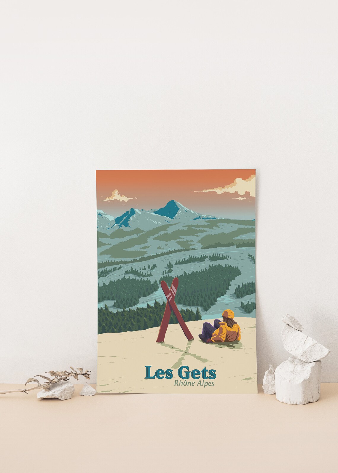 Les Gets Ski Resort Retro Travel Poster, French Alps - Image 4