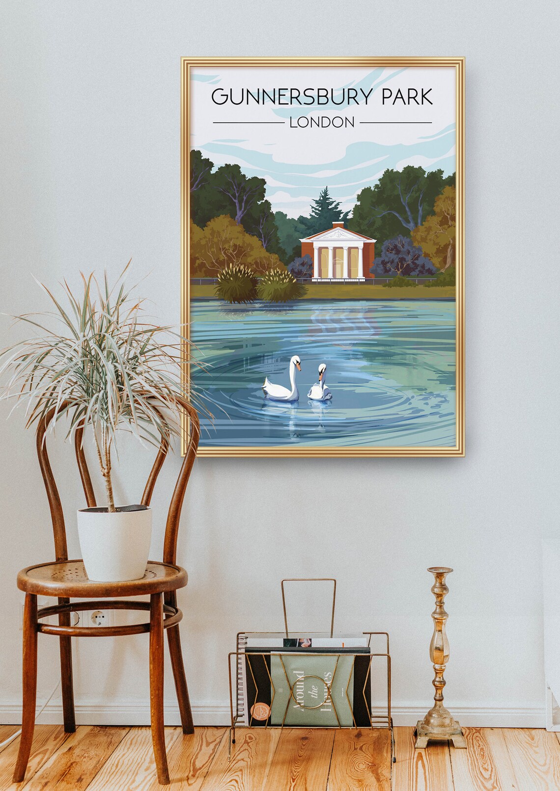 Gunnersbury Park Doric Temple Swans London England Travel Poster - Image 2