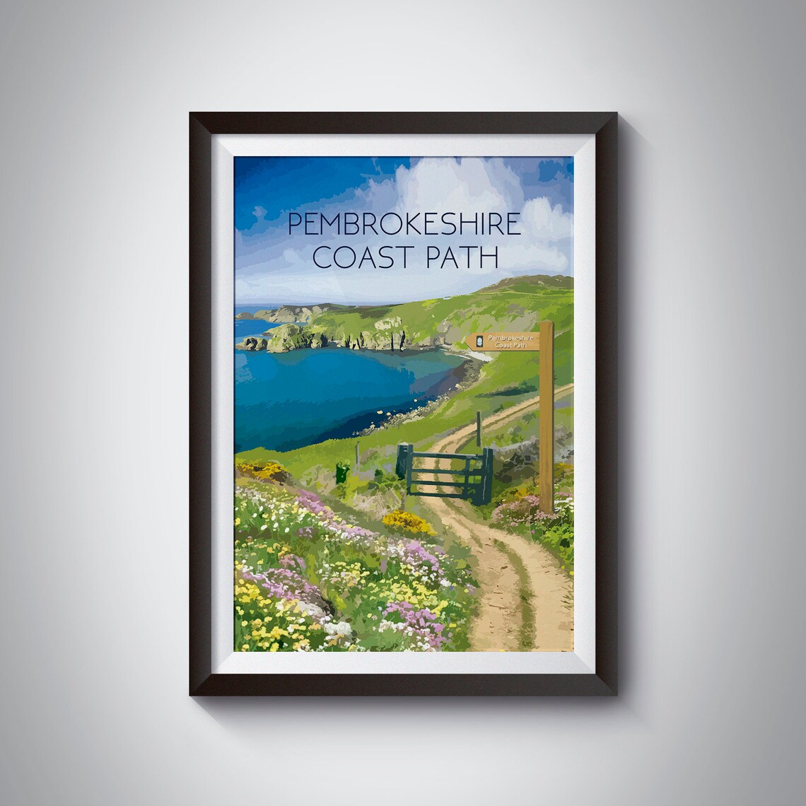Pembrokeshire Coast Path Travel Poster, Southwest Wales
