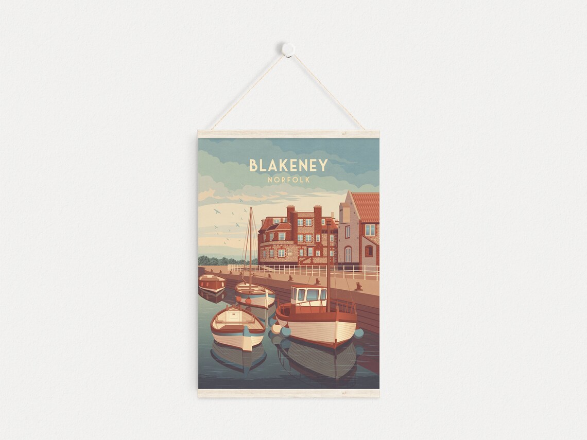 Blakeney Norfolk Harbour Fishing Boats Vintage Travel Poster - Image 4