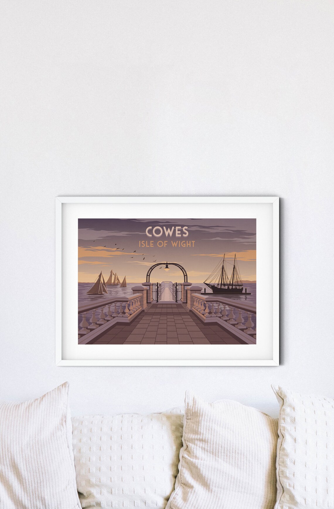 Cowes Isle Of Wight Travel Poster Seaside Print Wall Art Gift Cowes Week Sailing Isle Of Wight Art Painting Seaview The Needles - Image 4