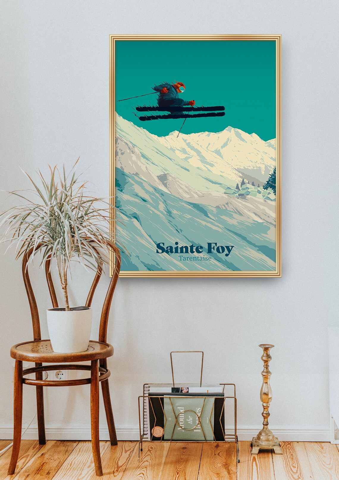 Sainte Foy Tarentaise French Alps Jumping Skier Travel Poster - Image 2