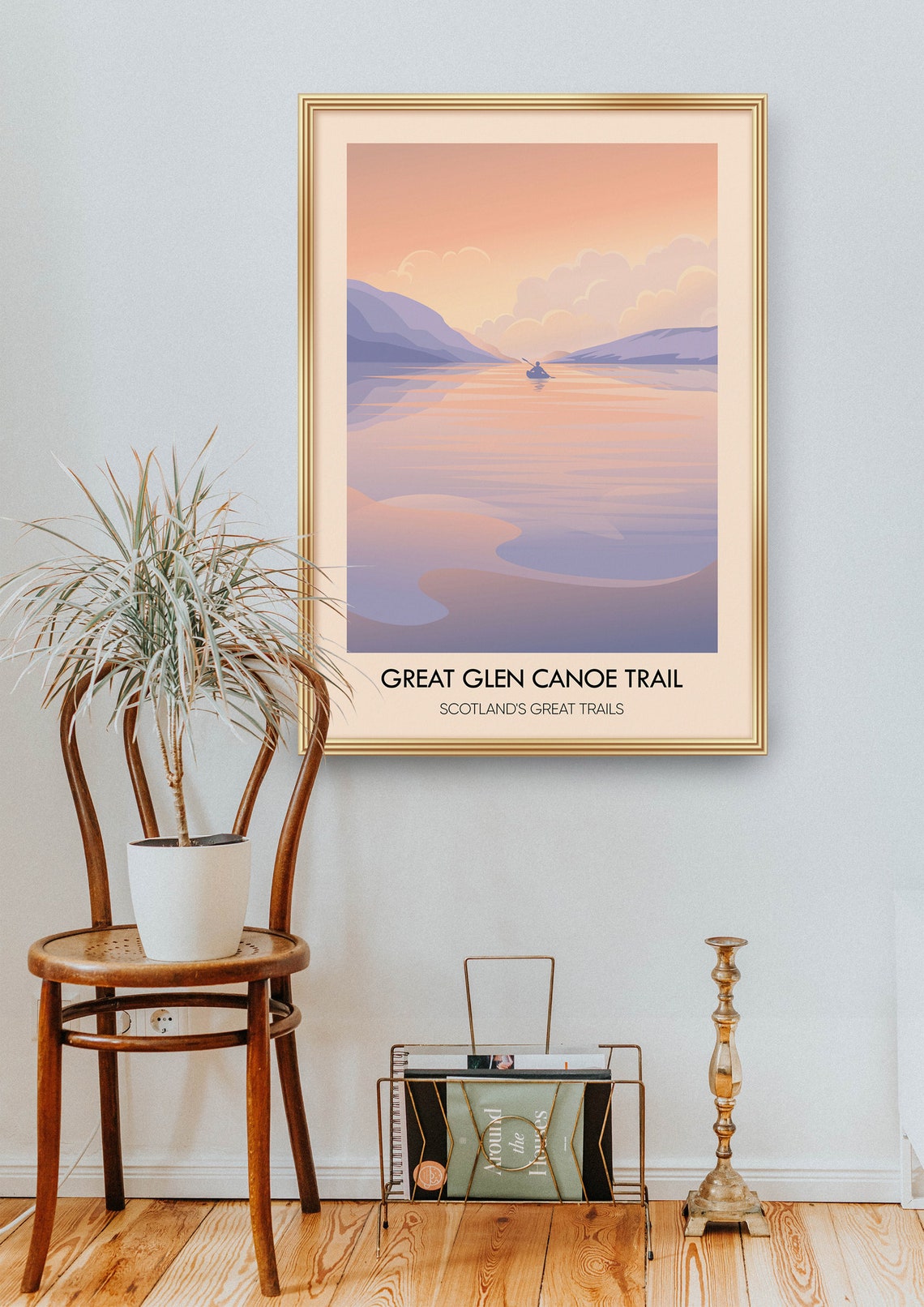 Great Glen Canoe Trail Scotland Sunset Paddle Illustration Poster - Image 2