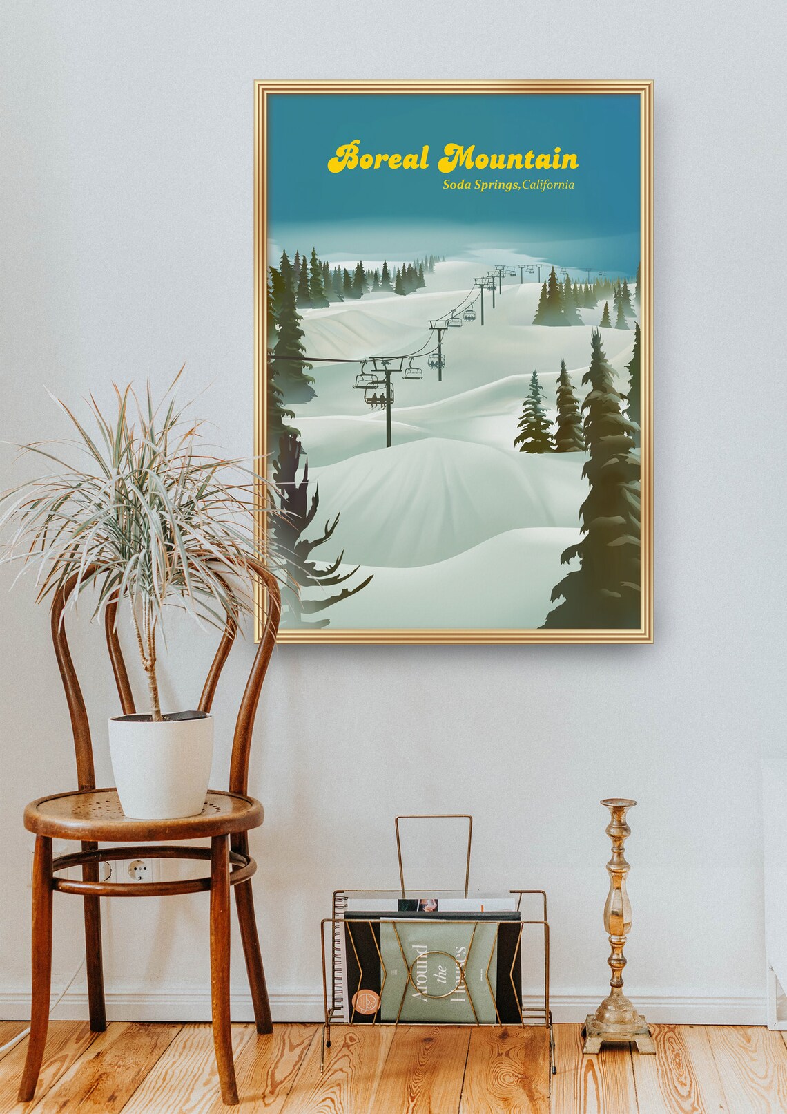 Boreal Mountain Chairlift Powder Vintage California Ski Poster - Image 2