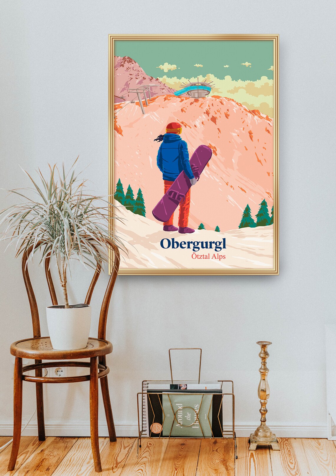 Obergurgl Snowboarding Vintage Skiing Travel Poster - Image 2