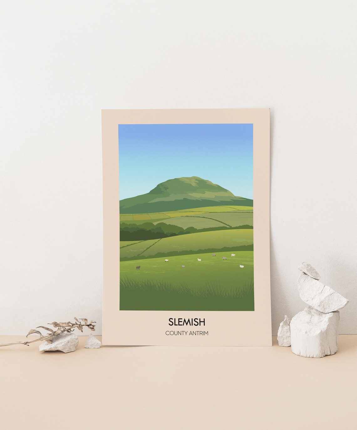 Slemish Mountain County Antrim Green Pasture Sheep Meadow Poster - Image 4
