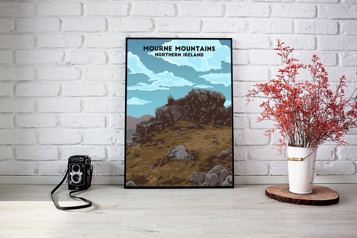 Mourne Mountains Travel Poster, Northern Ireland - Image 3