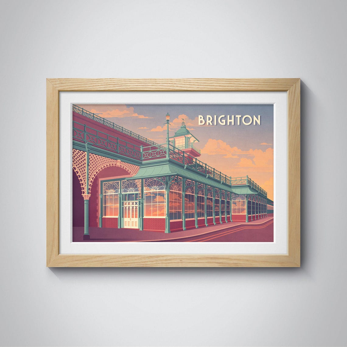 Brighton Seafront Victorian Pavilion Sunset England Travel Poster - Image 3