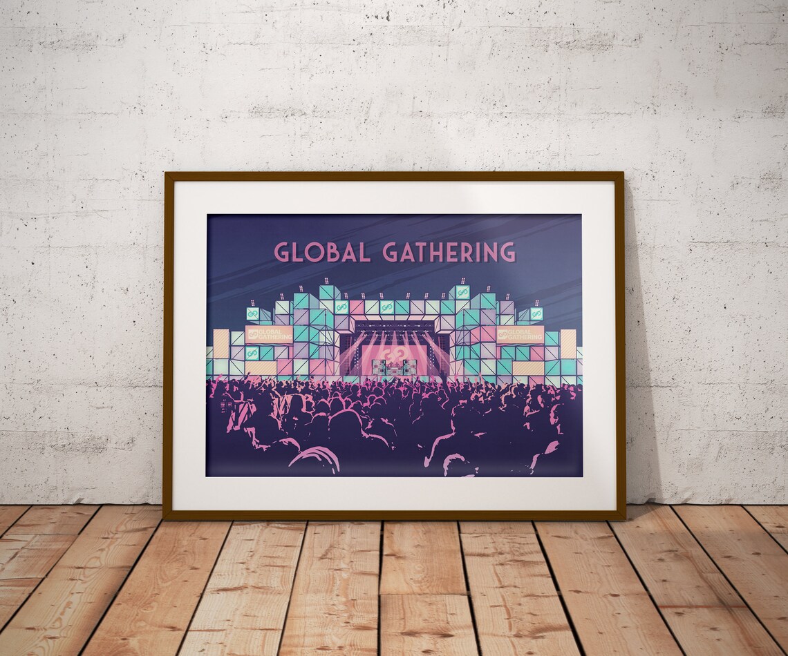 Global Gathering Festival Vintage Travel Poster - Image 4
