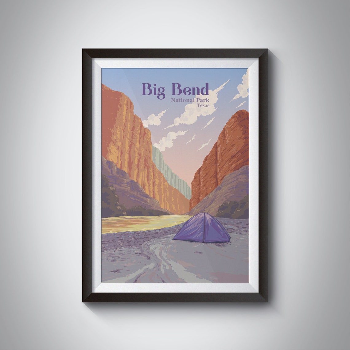 Big Bend National Park Poster Texas Usa Travel Print Chihuahuan Desert Rio Grande Chisos Mountains Hiking Vintage Posters Retro Art