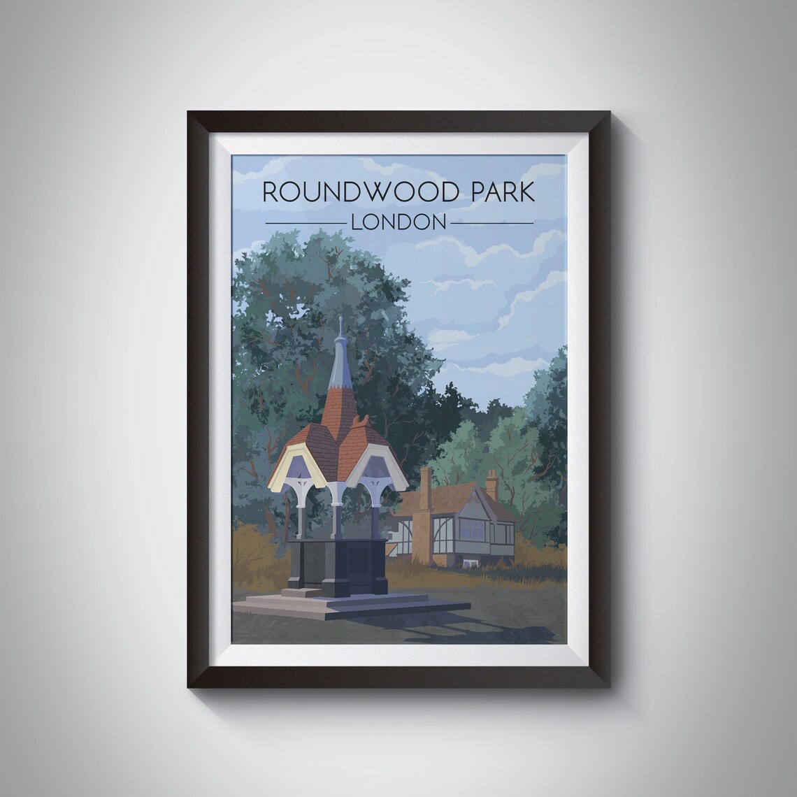 Roundwood Park London Victorian Drinking Fountain Travel Poster