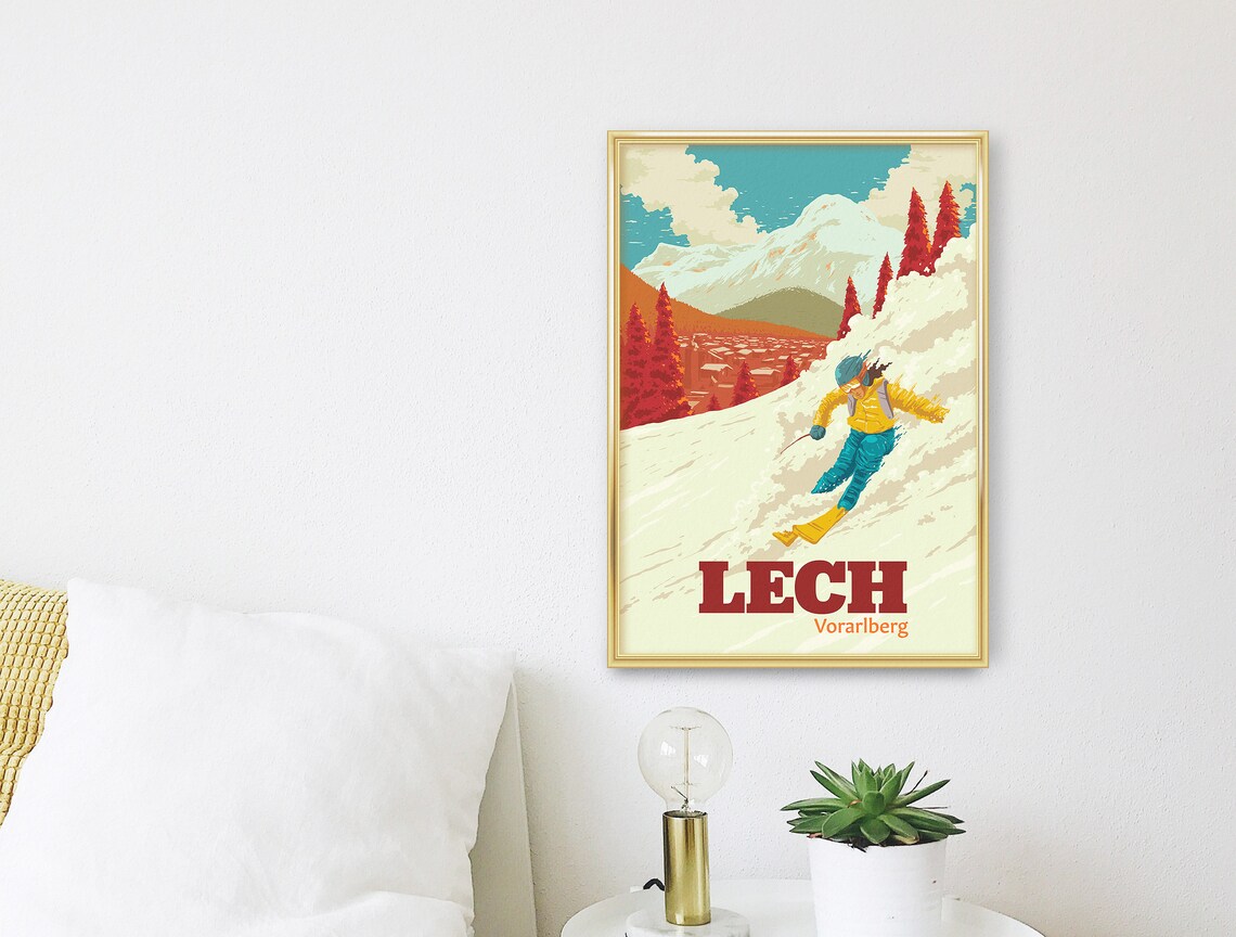 Lech Ski Resort Vintage Retro Travel Poster - Image 2