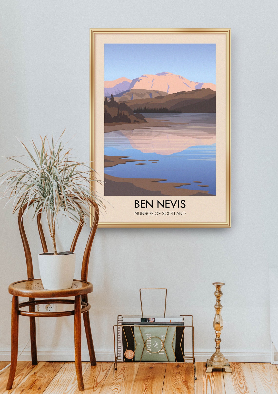 Ben Nevis Scotland Mountain Lake Sunrise Reflection Travel Poster - Image 2