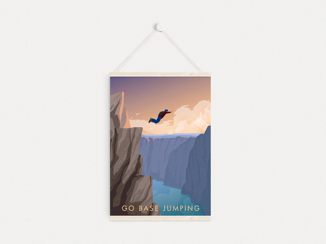 Go Base Jumping Retro Travel Poster, Extreme Sport - Image 4