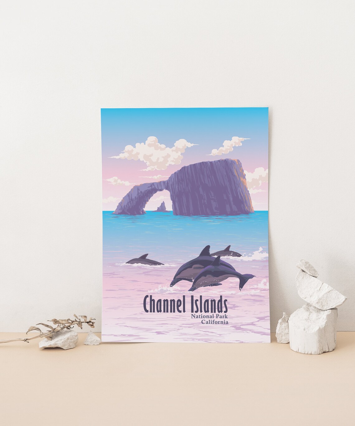 Channel Islands National Park Dolphins Arch Rock Vintage Poster - Image 4
