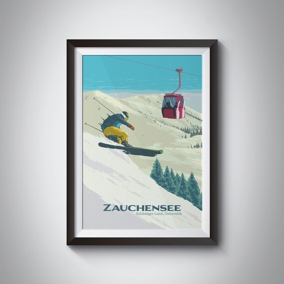 Zauchensee Ski Resort Vintage Travel Poster