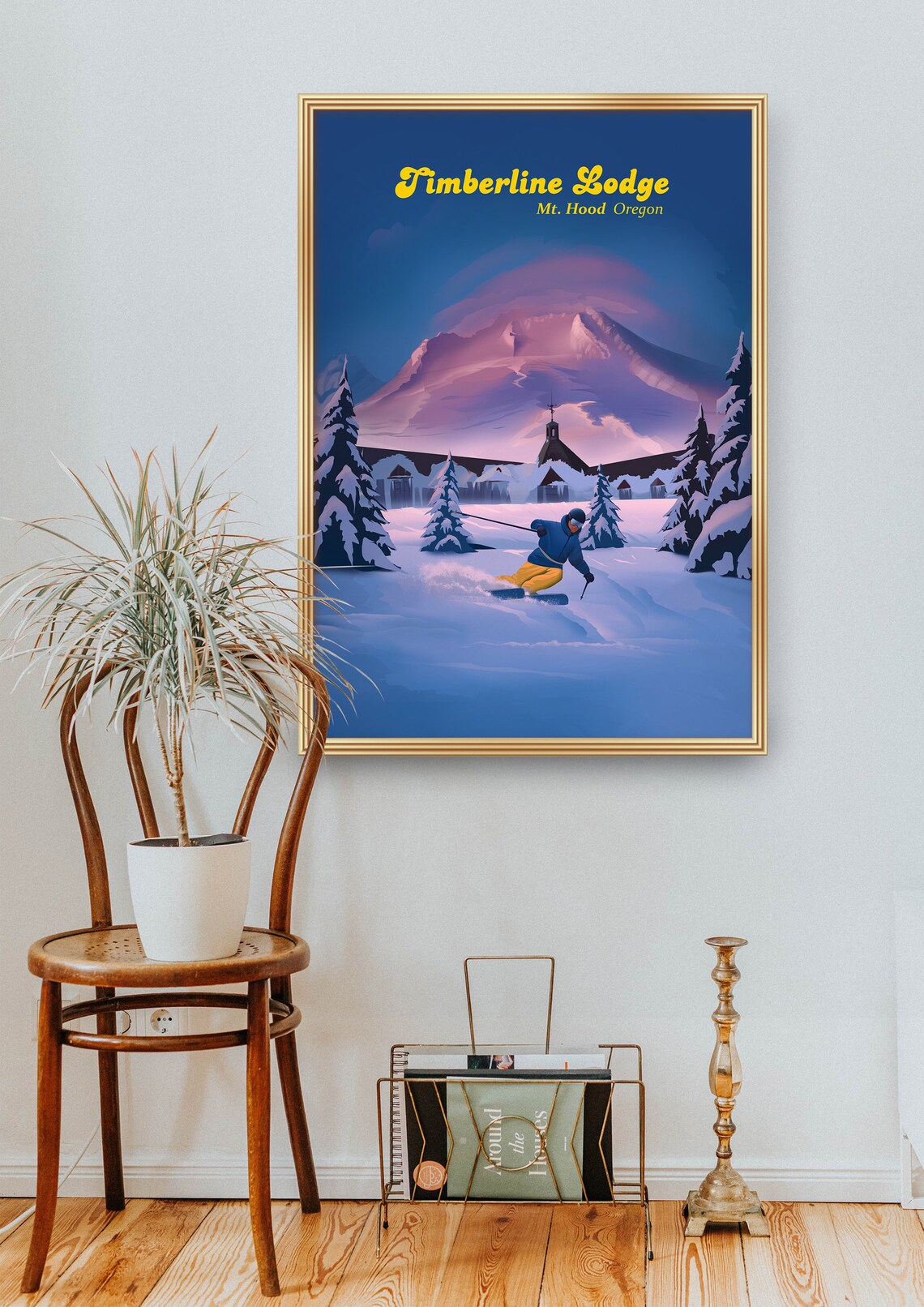 Timberline Lodge Mt Hood Night Ski Vintage Powder Snow Poster - Image 2