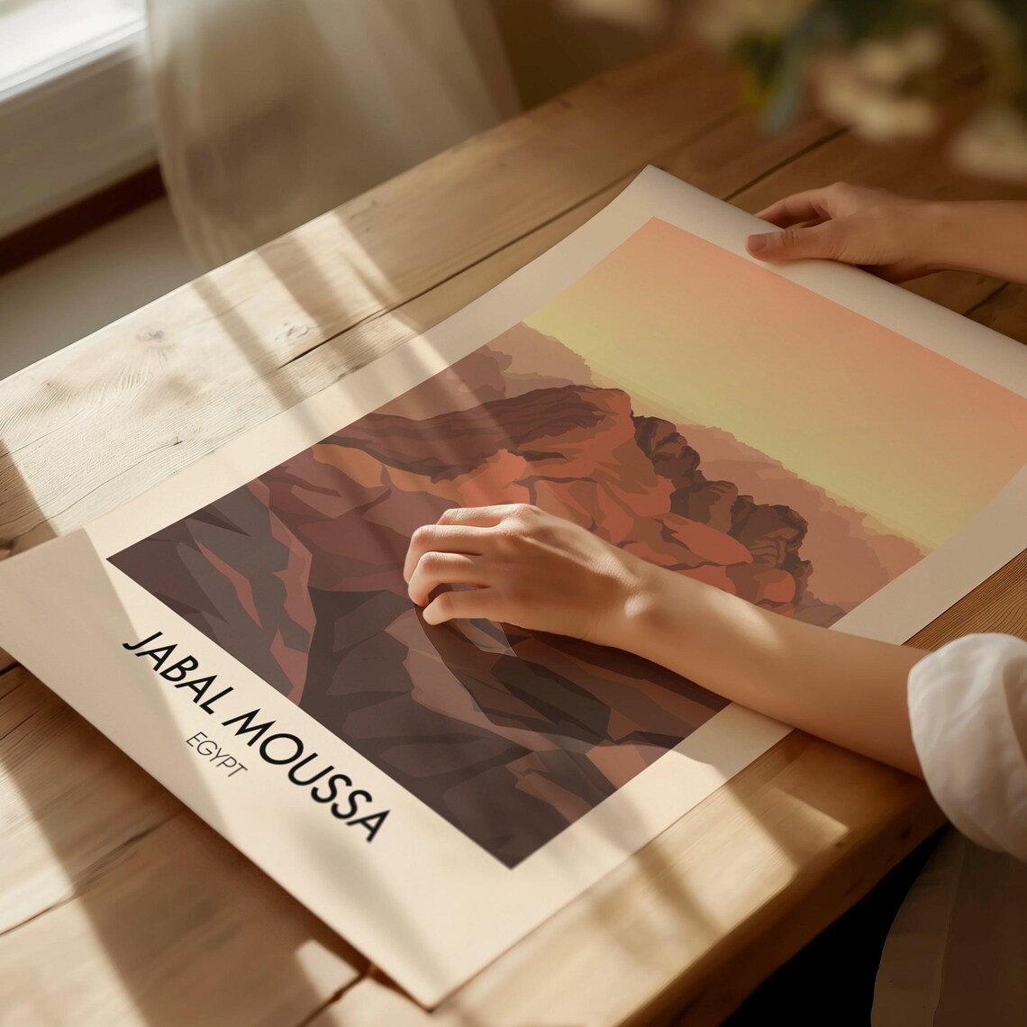 Jabal Moussa Egypt Desert Mountain Sunrise Minimalist Travel Poster - Image 2