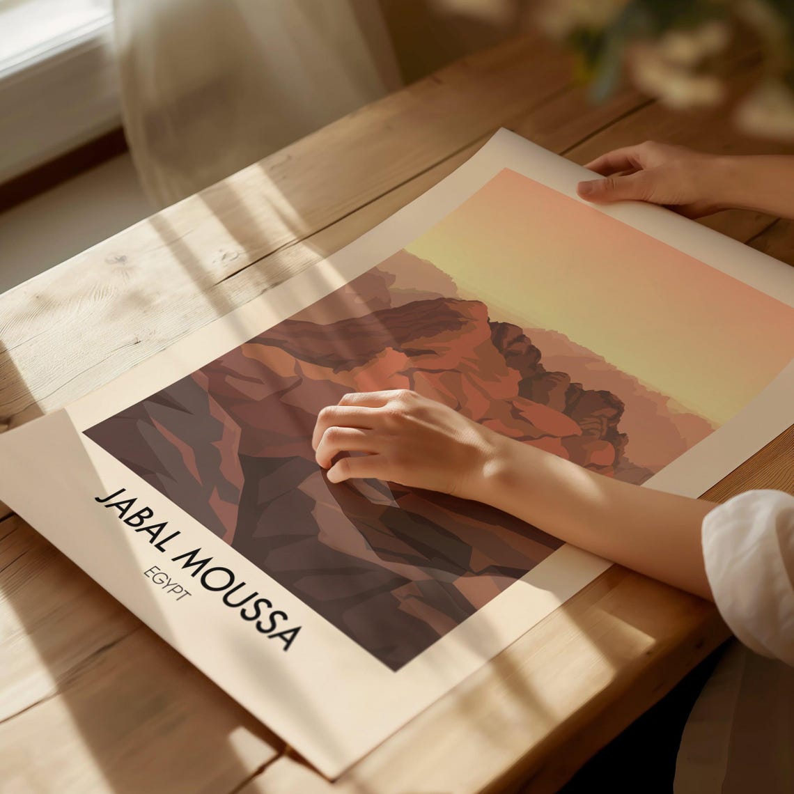 Jabal Moussa Poster Egypt Travel Poster Jabal Moussa Print Egypt Travel Art Mountain Poster Art Vintage Travel Poster Framed Wall Art - Image 2