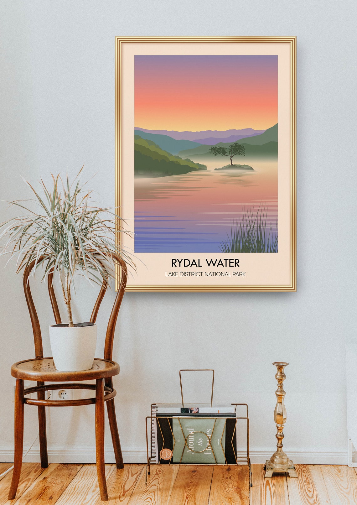 Rydal Water Sunrise Lone Tree Lake District Minimalist Poster - Image 2
